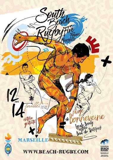 affichage beach rugby Five Marseille 2024